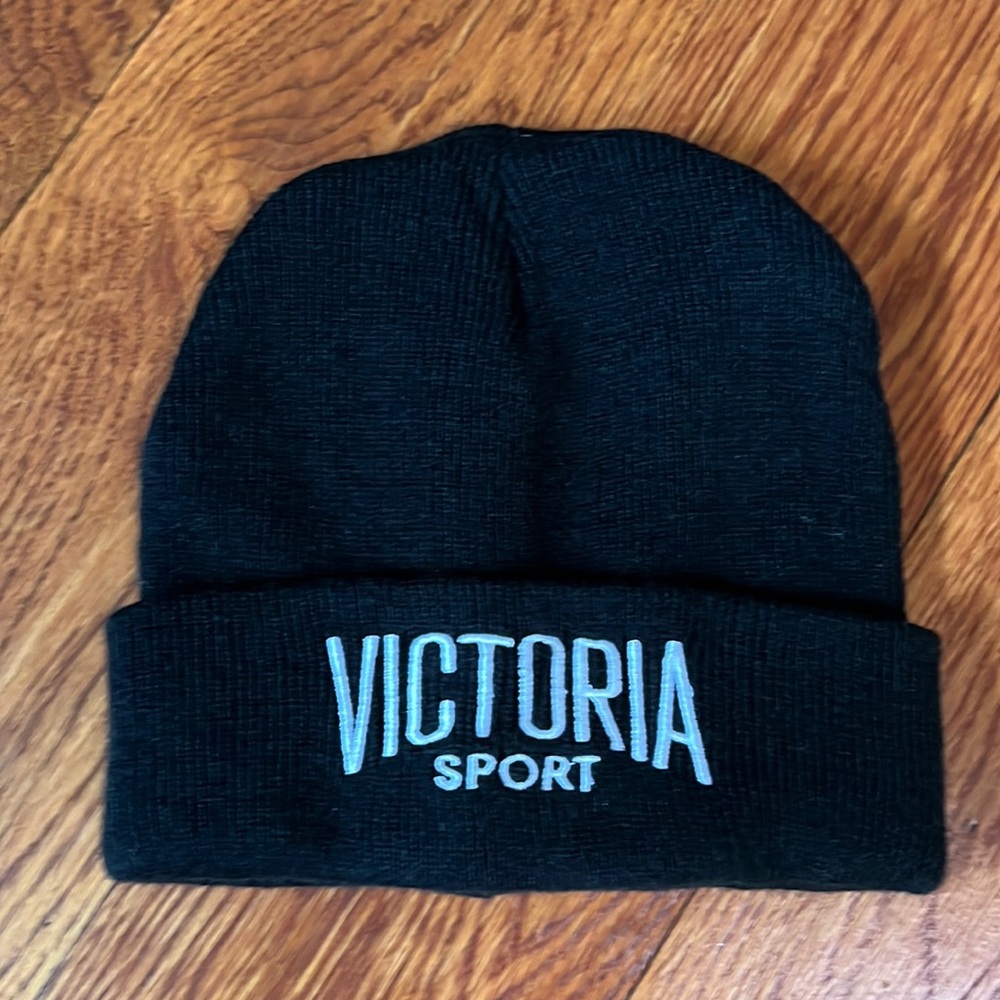 Victoria Secret Sport Black Knit Beanie Hat
